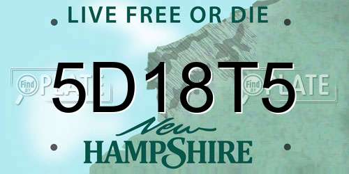 5D18T5 New Hampshire License Plate