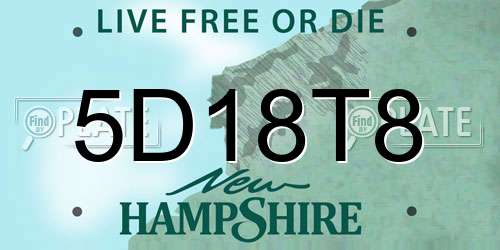 5D18T8 New Hampshire License Plate