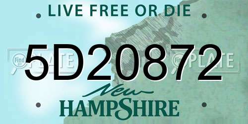 5D20872 New Hampshire License Plate