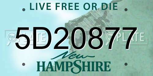 5D20877 New Hampshire License Plate