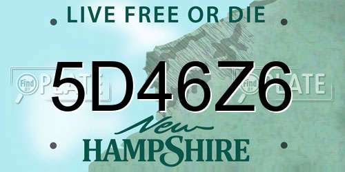 5D46Z6 New Hampshire License Plate
