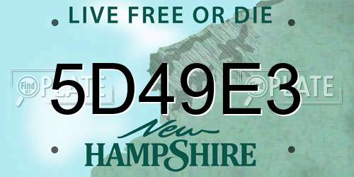 5D49E3 New Hampshire License Plate