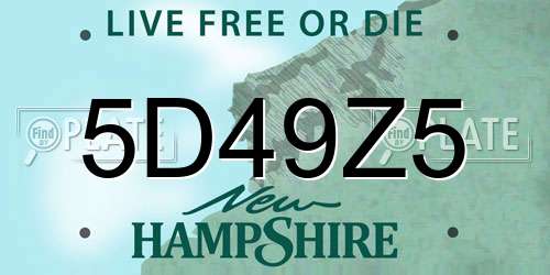 5D49Z5 New Hampshire License Plate