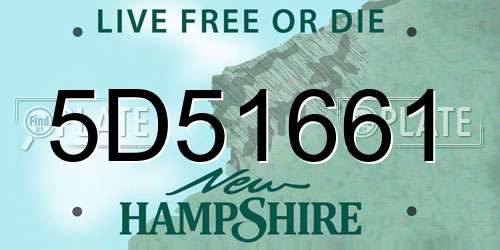 5D51661 New Hampshire License Plate