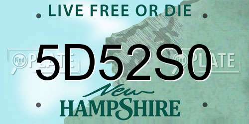 5D52S0 New Hampshire License Plate