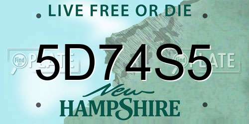 5D74S5 New Hampshire License Plate