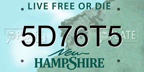 5D76T5 New Hampshire License Plate