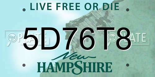 5D76T8 New Hampshire License Plate