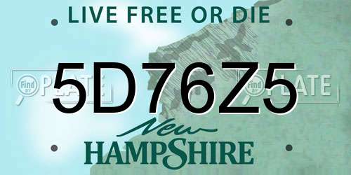 5D76Z5 New Hampshire License Plate