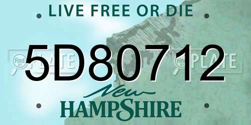 5D80712 New Hampshire License Plate