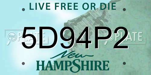5D94P2 New Hampshire License Plate