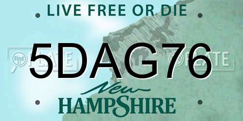 5DAG76 New Hampshire License Plate