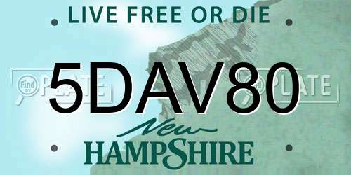 5DAV80 New Hampshire License Plate