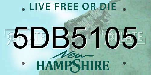 5DB5105 New Hampshire License Plate