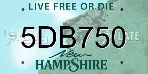 5DB750 New Hampshire License Plate