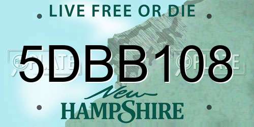 5DBB108 New Hampshire License Plate