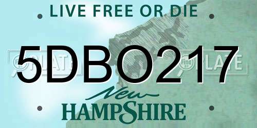 5DBO217 New Hampshire License Plate