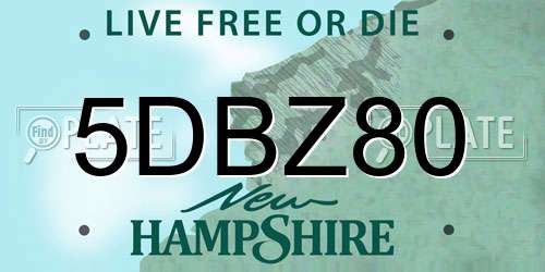 5DBZ80 New Hampshire License Plate