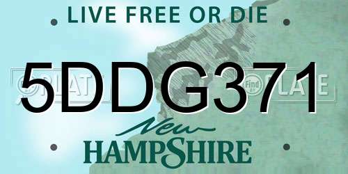 5DDG371 New Hampshire License Plate