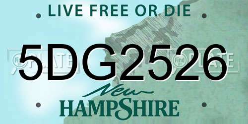 5DG2526 New Hampshire License Plate