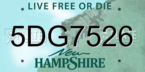 5DG7526 New Hampshire License Plate