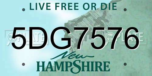 5DG7576 New Hampshire License Plate