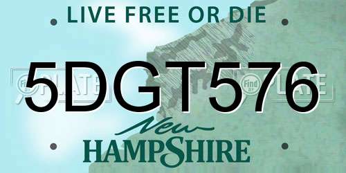 5DGT576 New Hampshire License Plate