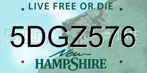 5DGZ576 New Hampshire License Plate