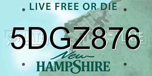 5DGZ876 New Hampshire License Plate