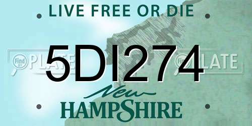 5DI274 New Hampshire License Plate