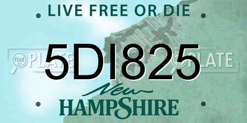 5DI825 New Hampshire License Plate