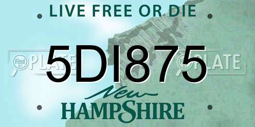 5DI875 New Hampshire License Plate