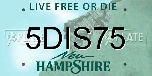 5DIS75 New Hampshire License Plate