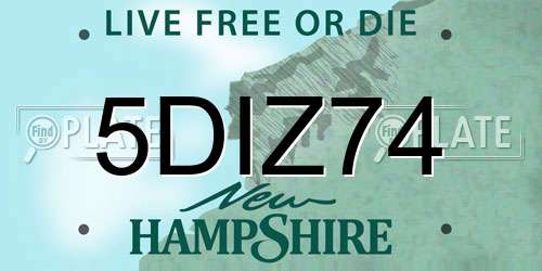 5DIZ74 New Hampshire License Plate