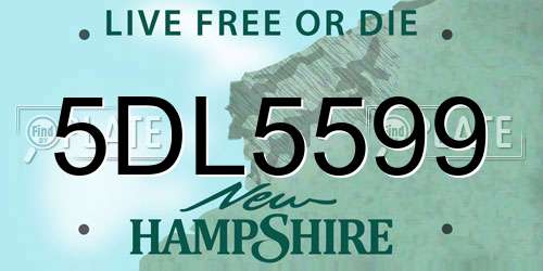 5DL5599 New Hampshire License Plate