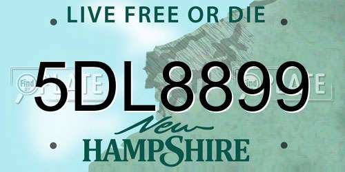 5DL8899 New Hampshire License Plate