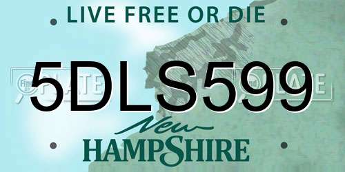 5DLS599 New Hampshire License Plate