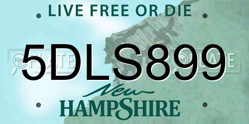 5DLS899 New Hampshire License Plate