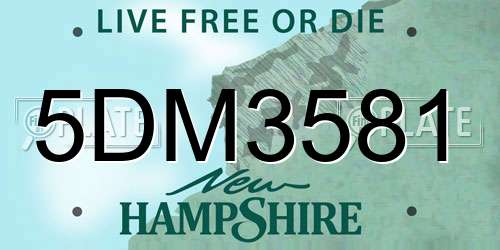 5DM3581 New Hampshire License Plate
