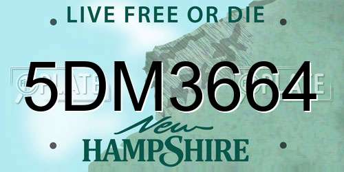 5DM3664 New Hampshire License Plate