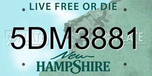 5DM3881 New Hampshire License Plate