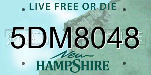 5DM8048 New Hampshire License Plate