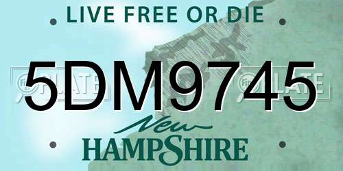 5DM9745 New Hampshire License Plate