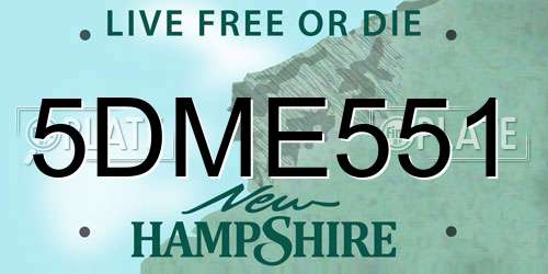 5DME551 New Hampshire License Plate
