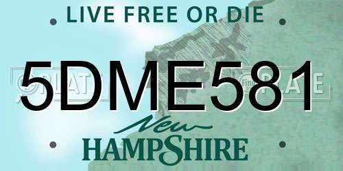 5DME581 New Hampshire License Plate