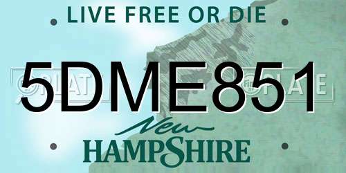 5DME851 New Hampshire License Plate