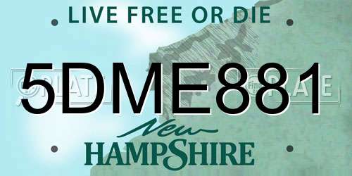 5DME881 New Hampshire License Plate