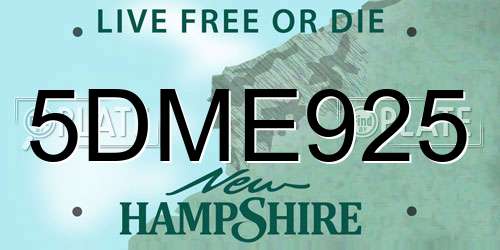 5DME925 New Hampshire License Plate