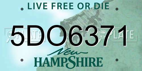 5DO6371 New Hampshire License Plate
