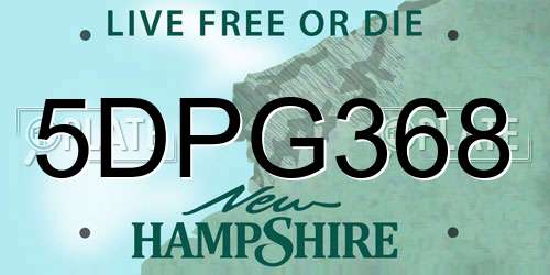 5DPG368 New Hampshire License Plate